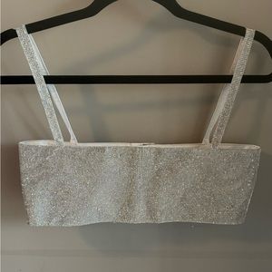 12th Tribe Shira Silver Rhinestone Crop Top